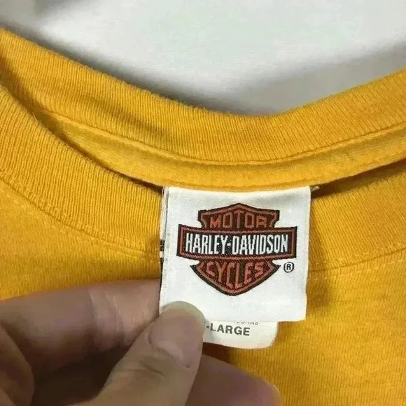 Harley Davidson cut off tshirt womens XL yellow casual biker eagle jackson hole - Picture 3 of 6